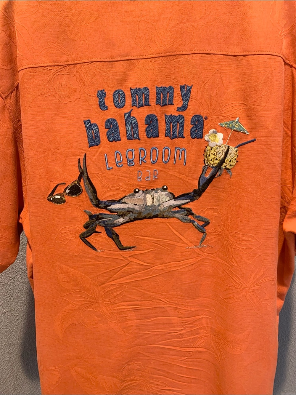 Tommy Bahama Coral/Orange Crab Embroidered Resort Shirt